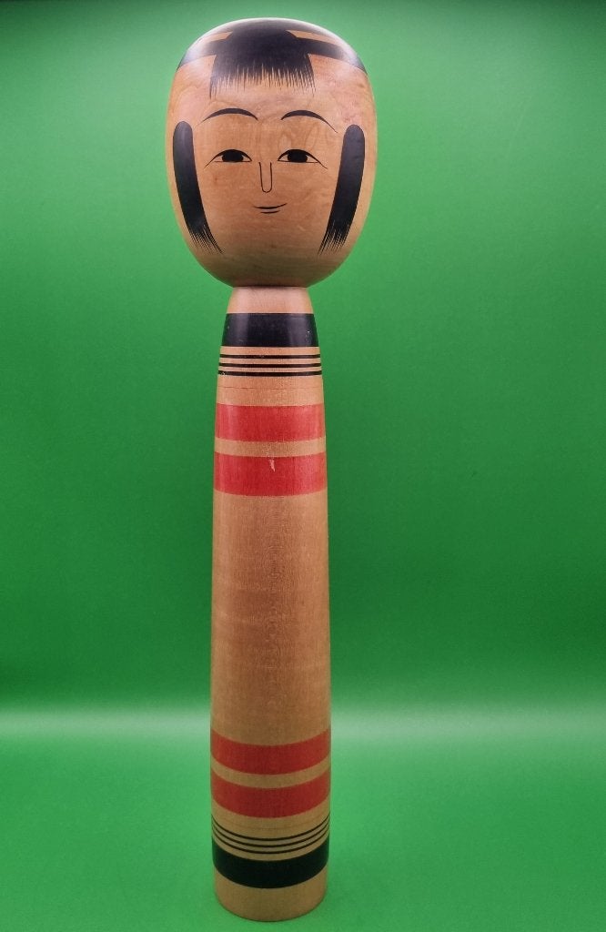Grand Tsuchiyu Kokeshi vintage par Abe Ichiro, Antiquités & Art, Enlèvement ou Envoi, Japon, Bois, Peint