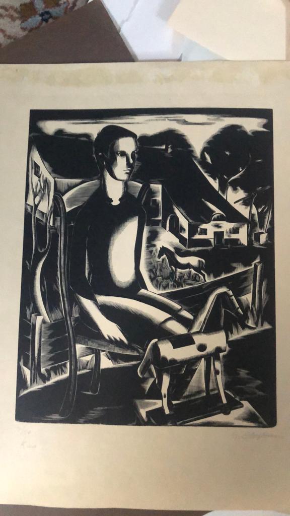 Germaine Cluytmans, Enlèvement ou Envoi, Gravure sur bois, Numéroté