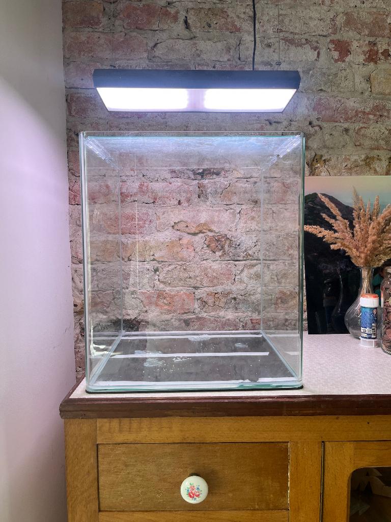 Cube 50L aquarium, Dieren en Toebehoren, Ophalen, Verwarming, Zo goed als nieuw, Leeg aquarium