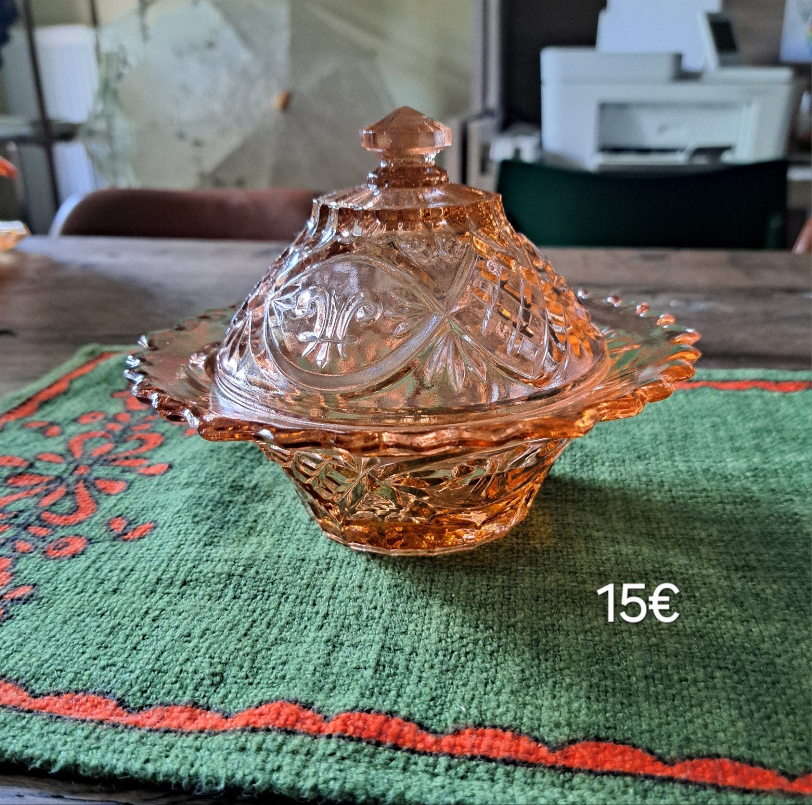 Vintage glazen potje met deksel, Ophalen