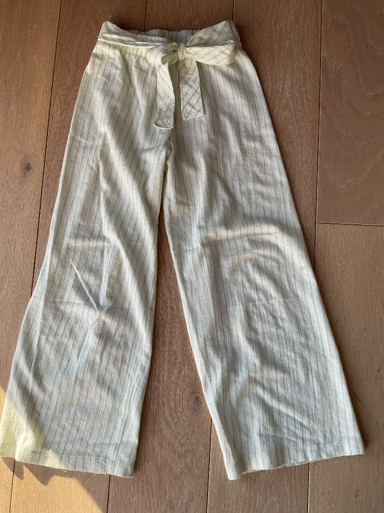 Gestreepte broek wit/groen Zara maat 128, Pantalon, Enlèvement ou Envoi, Comme neuf, Zara