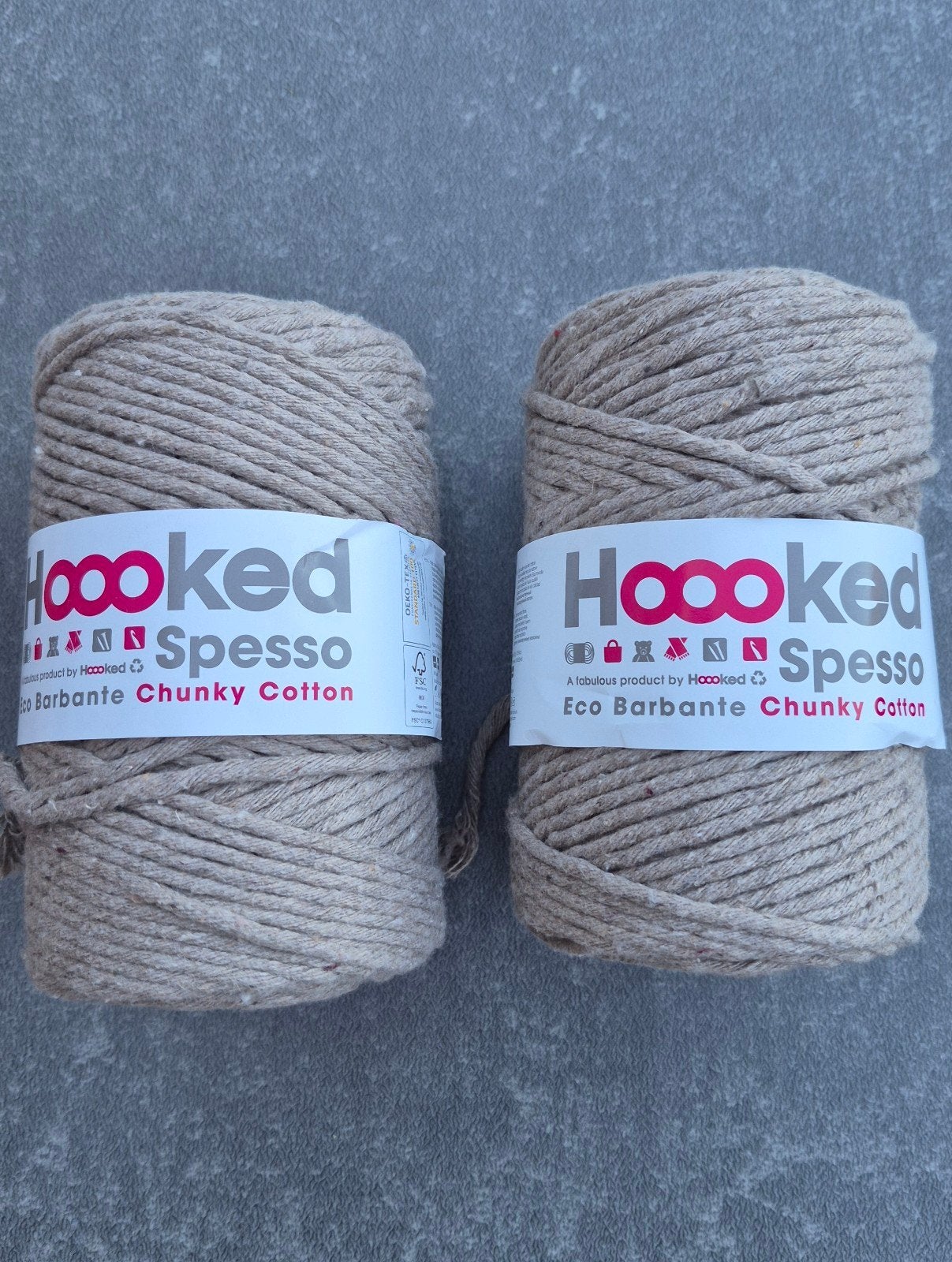 Hooked Spesso Eco Barbante Chunky Cotton - Taupe, Hobby & Loisirs créatifs, Enlèvement, Neuf, Laine ou Fils