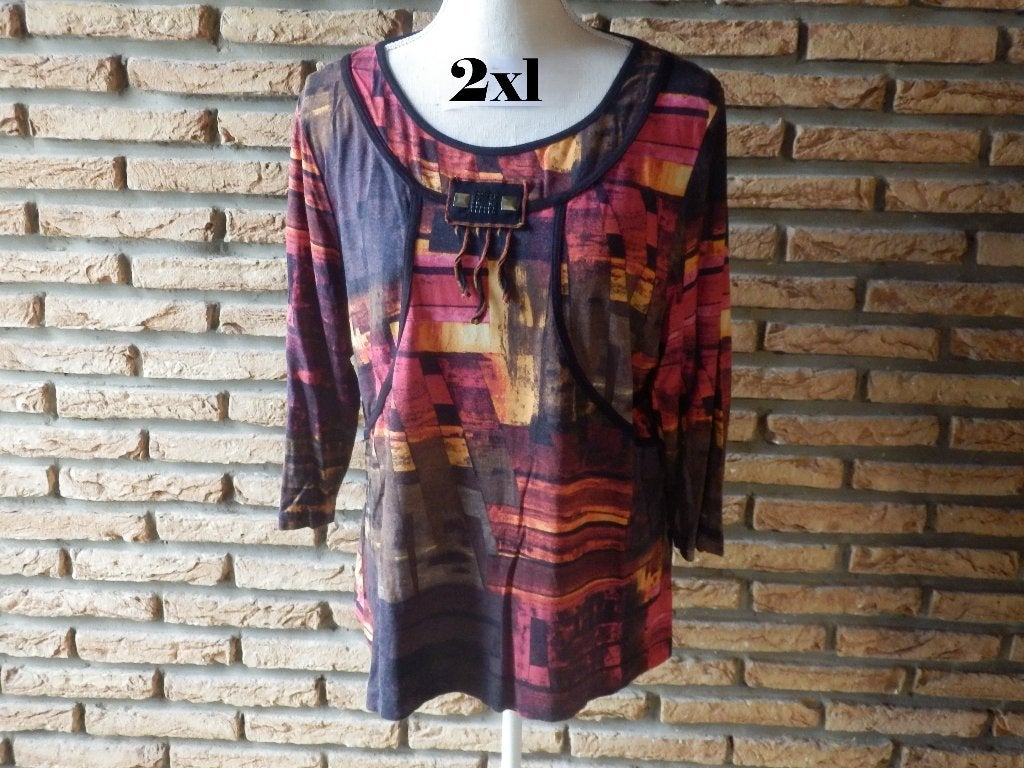 (91) -blouse femme t.44 colorée - christine laure -, Kleding | Dames, Blouses en Tunieken, Maat 42/44 (L), Ophalen of Verzenden