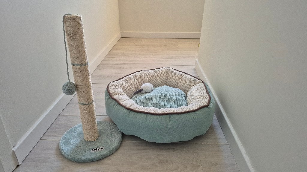 mand + krabpaal voorkitten, Animaux & Accessoires, Paniers pour chats, Enlèvement, Neuf, Peluche