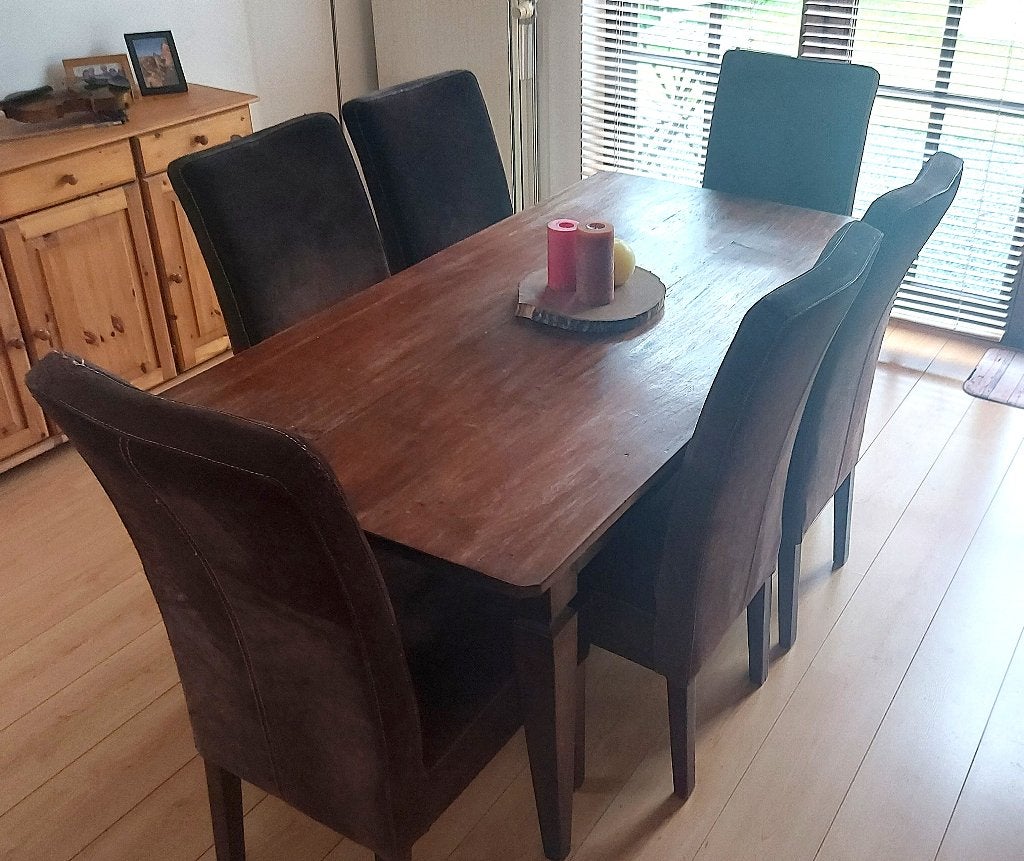 Table de salle à manger et 6 chaises, Maison & Meubles, Salles à manger complètes, Utilisé, 6 à 8 chaises, Enlèvement