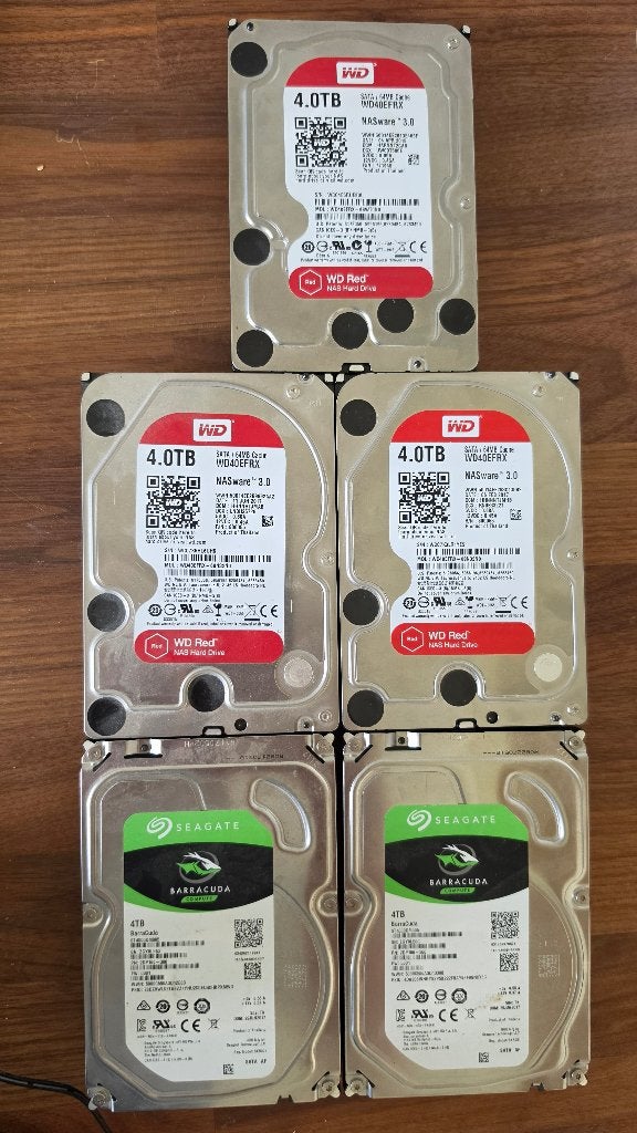 5x 4TB Harde Schijf WD Red en Seagate Barracuda, Computers en Software, Harde schijven, Intern, Gebruikt, Ophalen of Verzenden
