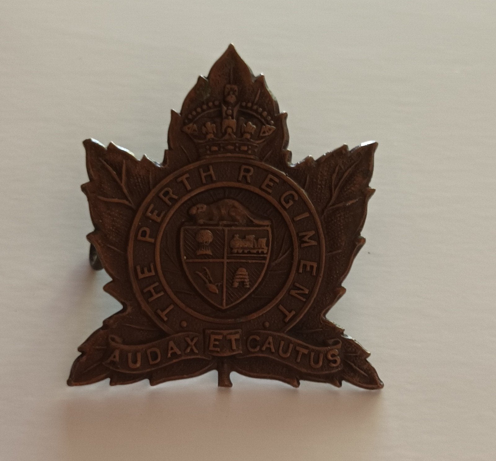 The Perth Regiment Canadian cap badge, Ophalen of Verzenden, Embleem of Badge