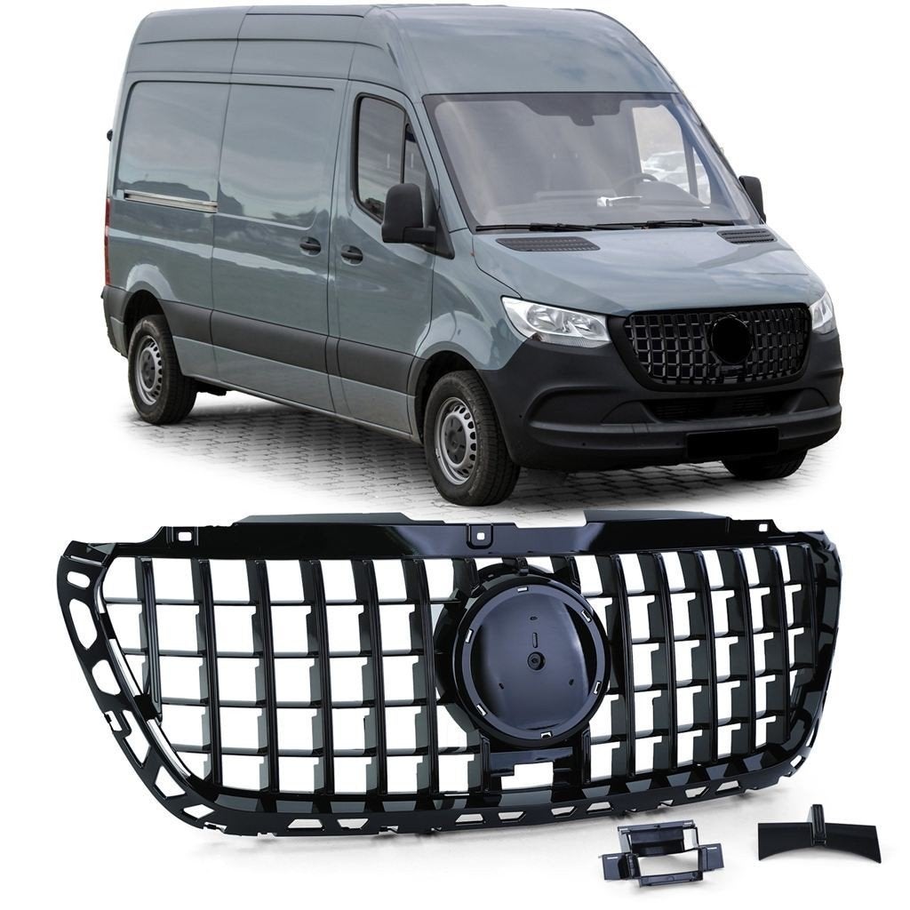 Grill Glans Zwart Voor Mercedes Sprinter W907 910 AMG Look, Verzenden