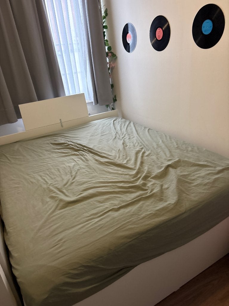Ikea bed 180x200, Huis en Inrichting, Slaapkamer | Bedden, Ophalen, Wit, Tweepersoons, Zo goed als nieuw