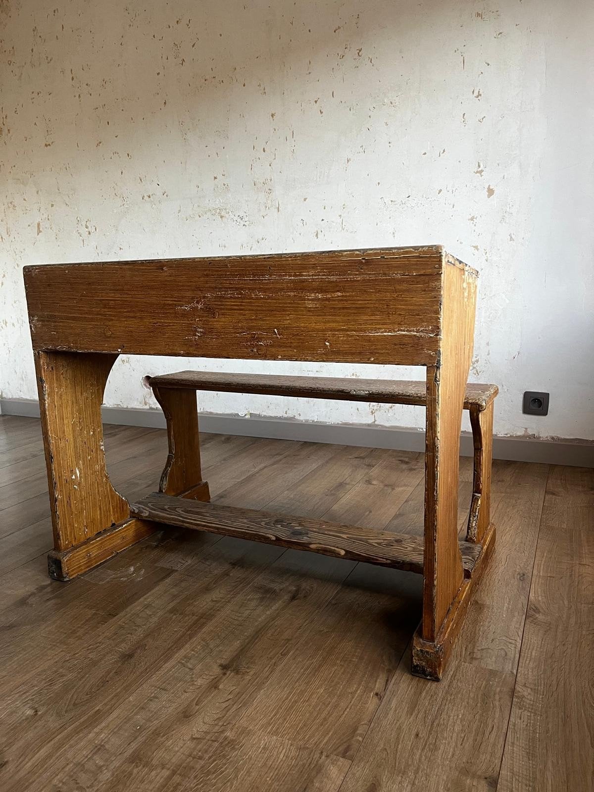 vintage schoolbank, 50 à 100 cm, Comme neuf, Enlèvement, Rectangulaire
