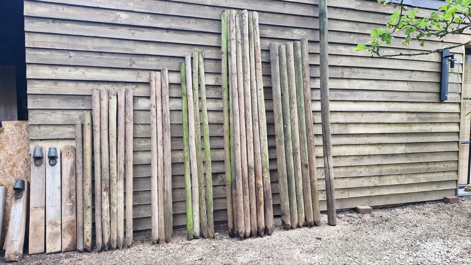 Geïmpregneerde palen 32stuks, verschillende dikte en lengte, Jardin & Terrasse, Enlèvement, Utilisé, Bois