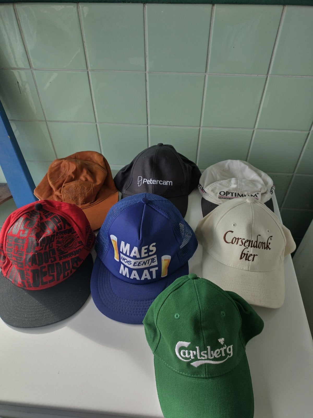7x reclame petten allerlei AFHALING LEES BESCHRIJVING, Ophalen, Diverse, One size fits all, Pet