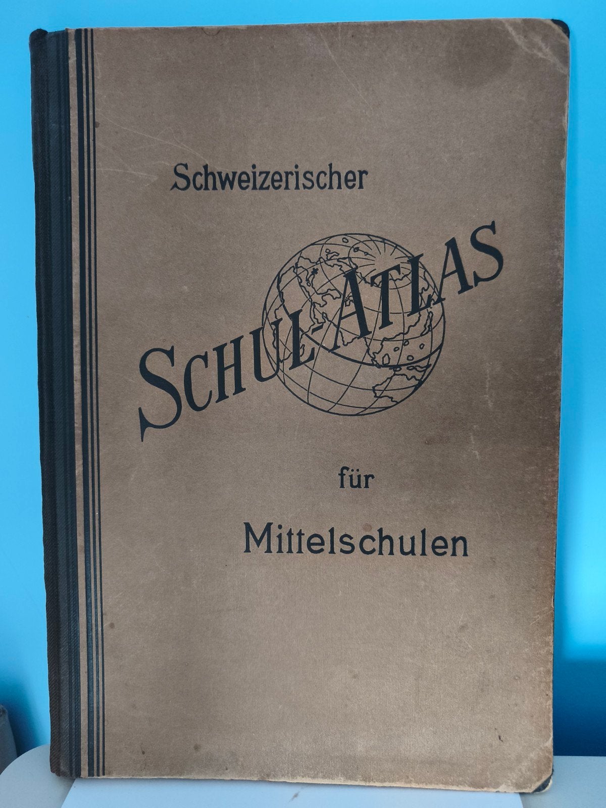 Très ancien Atlas scolaire Suisse en allemand de 1925, Baumann, Utilisé, Carte géographique, Monde