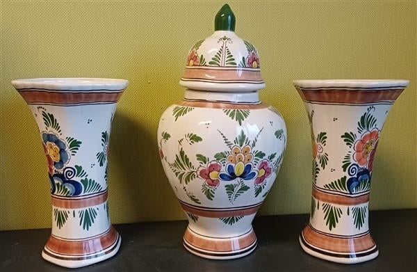Set Delftse vazen 3 delig, Ophalen, Overige kleuren, Aardewerk of Porselein, Zo goed als nieuw