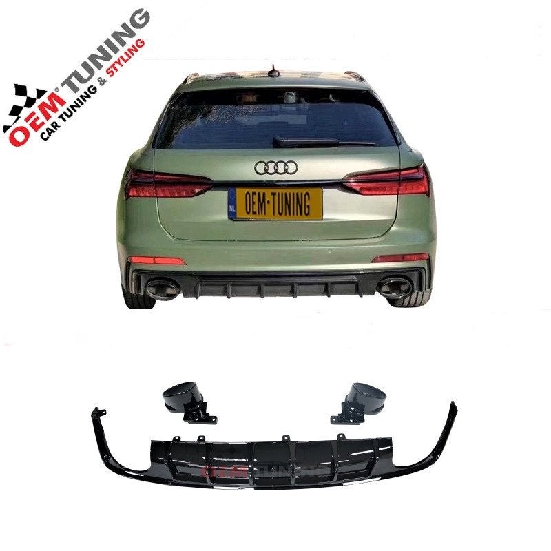 Diffuser geschikt voor A6 S6 C8 | RS-Style |18-25 | S-Line |, Nieuw, Achter, Bumper, Audi