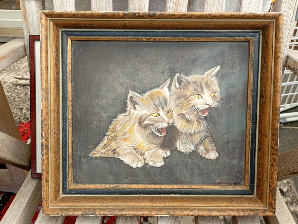 Spelende kittens (H.Brandhof-1953) op doek, Ophalen of Verzenden