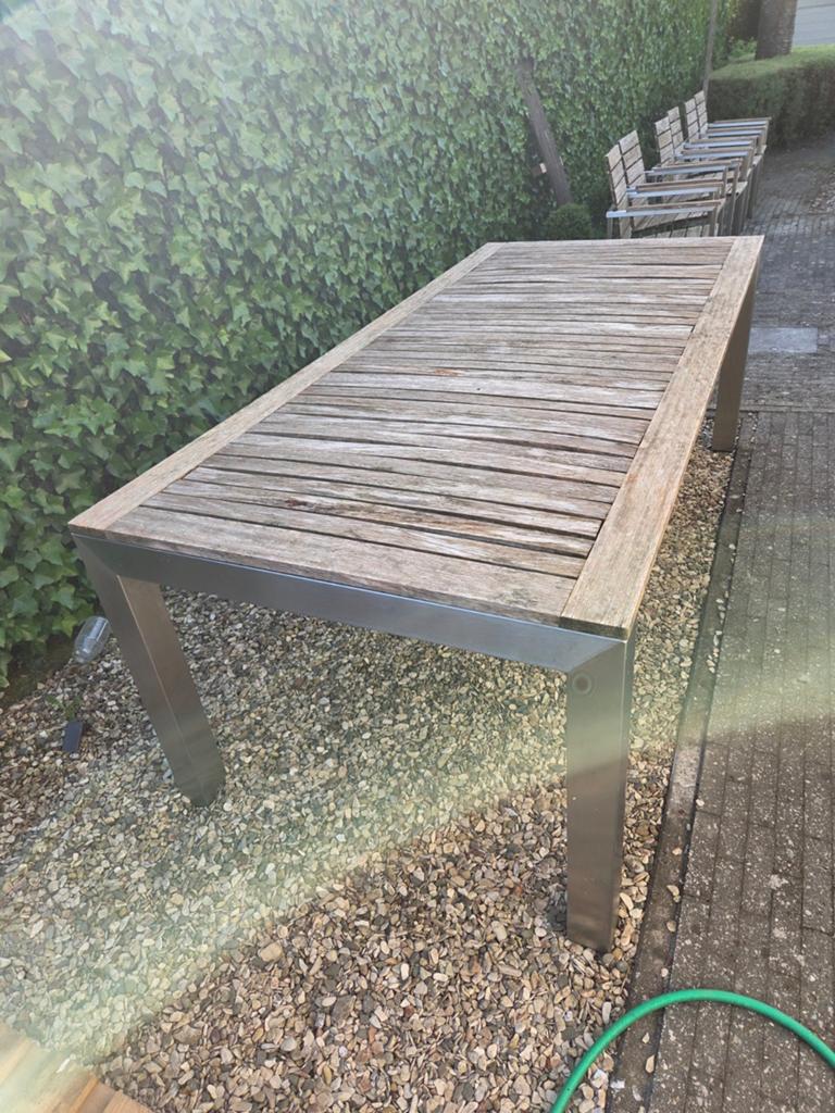 Buiten tafel in inox rvs, Ophalen