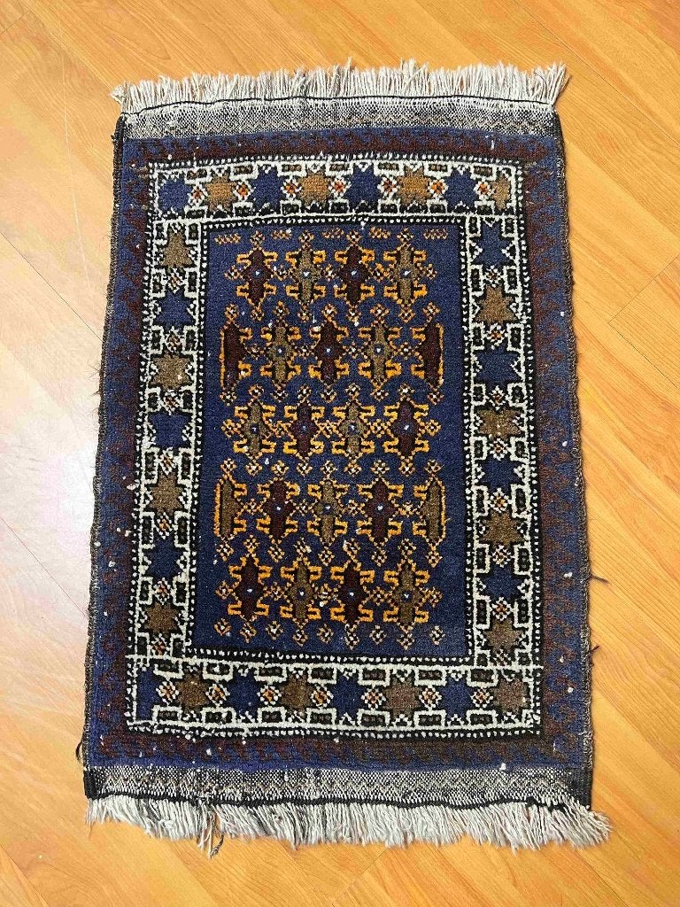 Tapis persan Belouch 67/49 cm, Enlèvement ou Envoi, Utilisé, Bleu, Autres styles