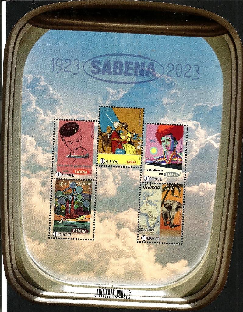2023 100 jaar Sabena OBP BL318**, Postzegels en Munten, Postzegels | Europa | België, Luchtvaart, Orginele gom, Ophalen of Verzenden