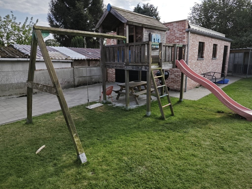 Speeltoren 2 schommels & schuifaf, Kinderen en Baby's, Speelgoed | Buiten | Speeltoestellen, Ophalen, Gebruikt, Schommel