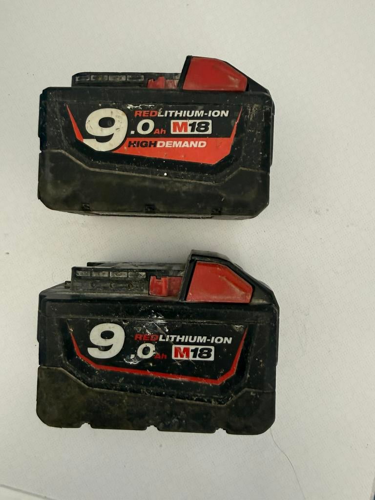 Milwaukee 9.0ah accu's, Ophalen of Verzenden, Zo goed als nieuw