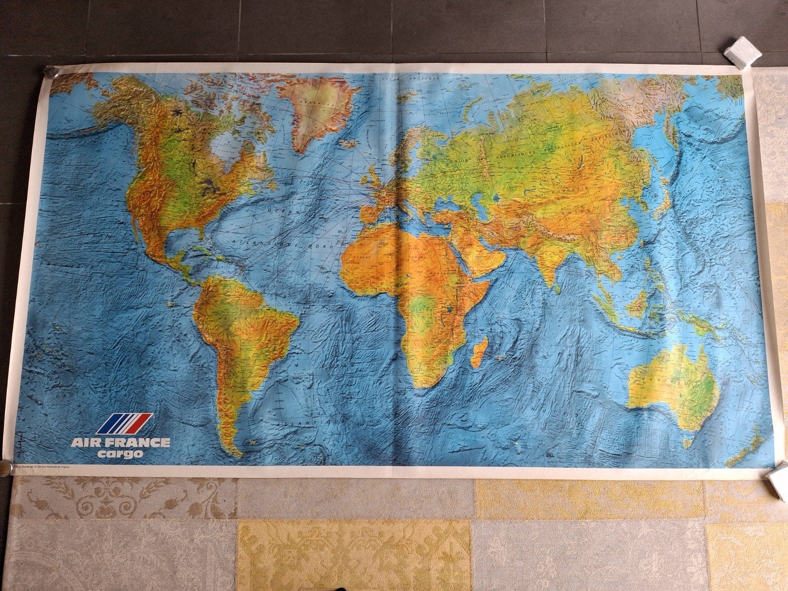 Landkaart, wereld.  Air France., Boeken, Atlassen en Landkaarten, Ophalen, Wereld, Landkaart