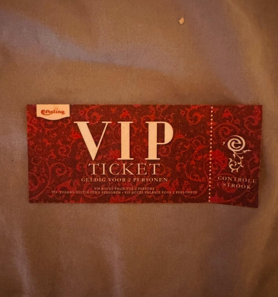 Efteling VIP Ticket - per stuk of meerdere mogelijk, Kleding | Heren, Jassen | Zomer, Verzenden, Zo goed als nieuw