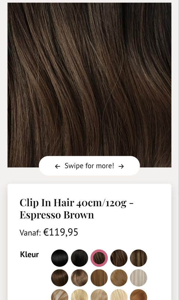 Zascha 100% human hair clip in extension espresso brown, Ophalen