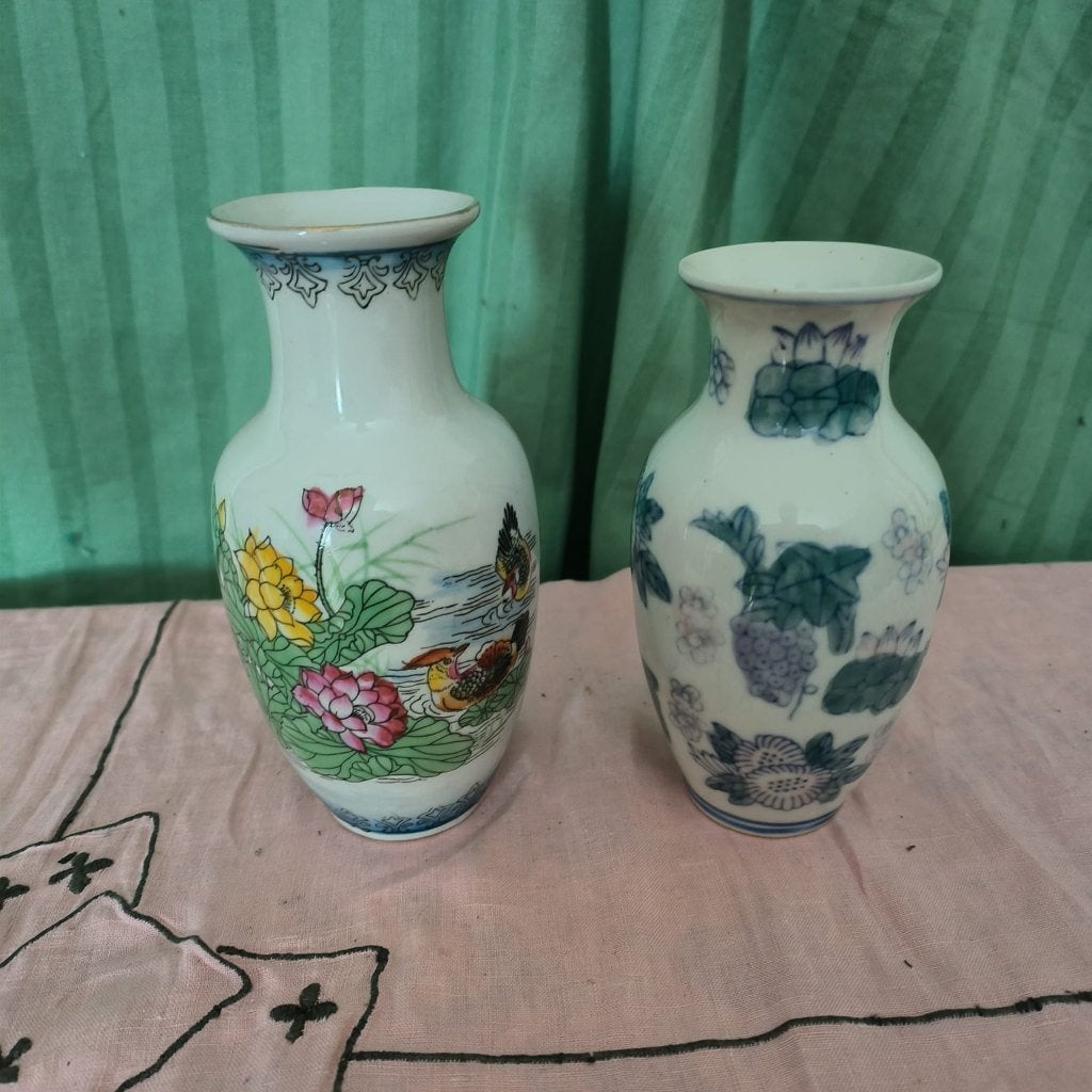2 Chineze mini-vaasjes (15 & 14cm groot), Ophalen of Verzenden
