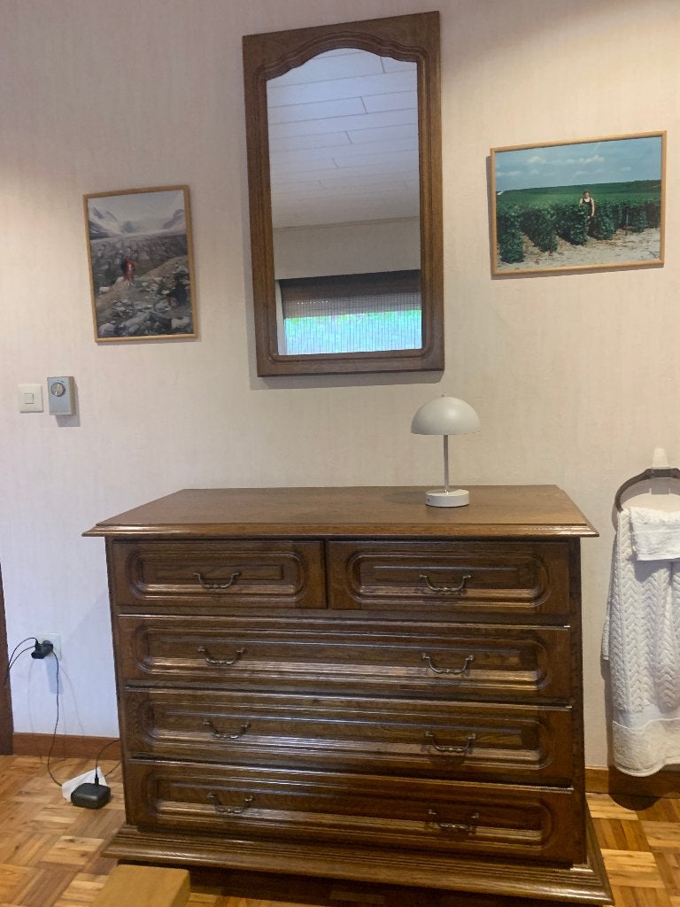 COMMODEKAST met SPIEGEL, Ophalen, 100 tot 150 cm, 5 laden of meer, Eikenhout