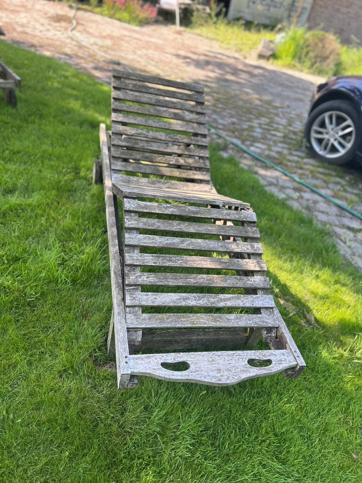 Ligbed teak, Tuin en Terras, Ophalen, Zo goed als nieuw