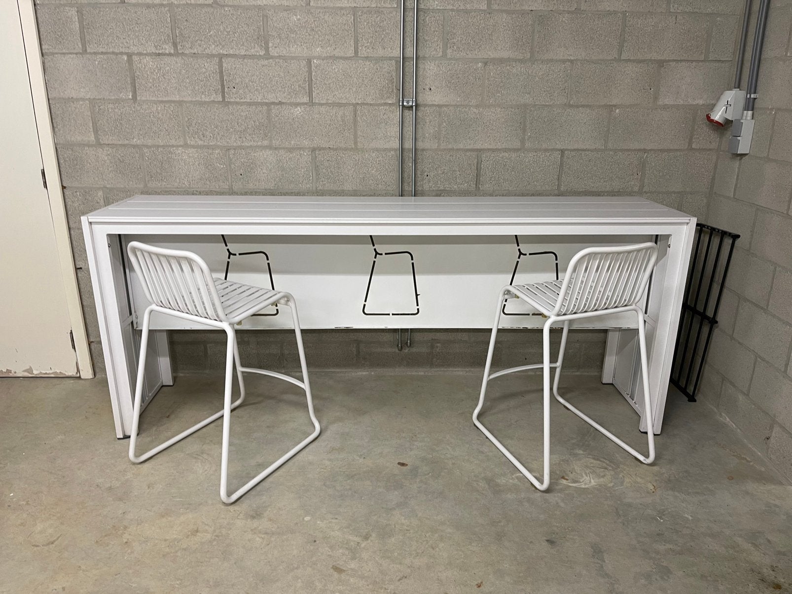 Bartafel voor buiten met barstoelen, Tuin en Terras, Ophalen, Gebruikt, 3 zitplaatsen