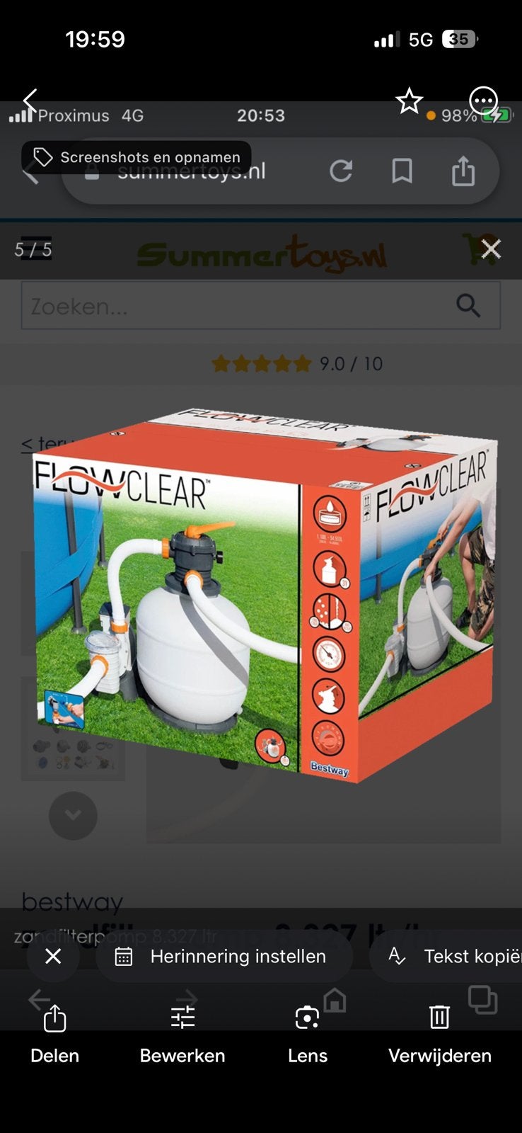 Zwembad filter flowclear, Ophalen of Verzenden, Zo goed als nieuw, Filter