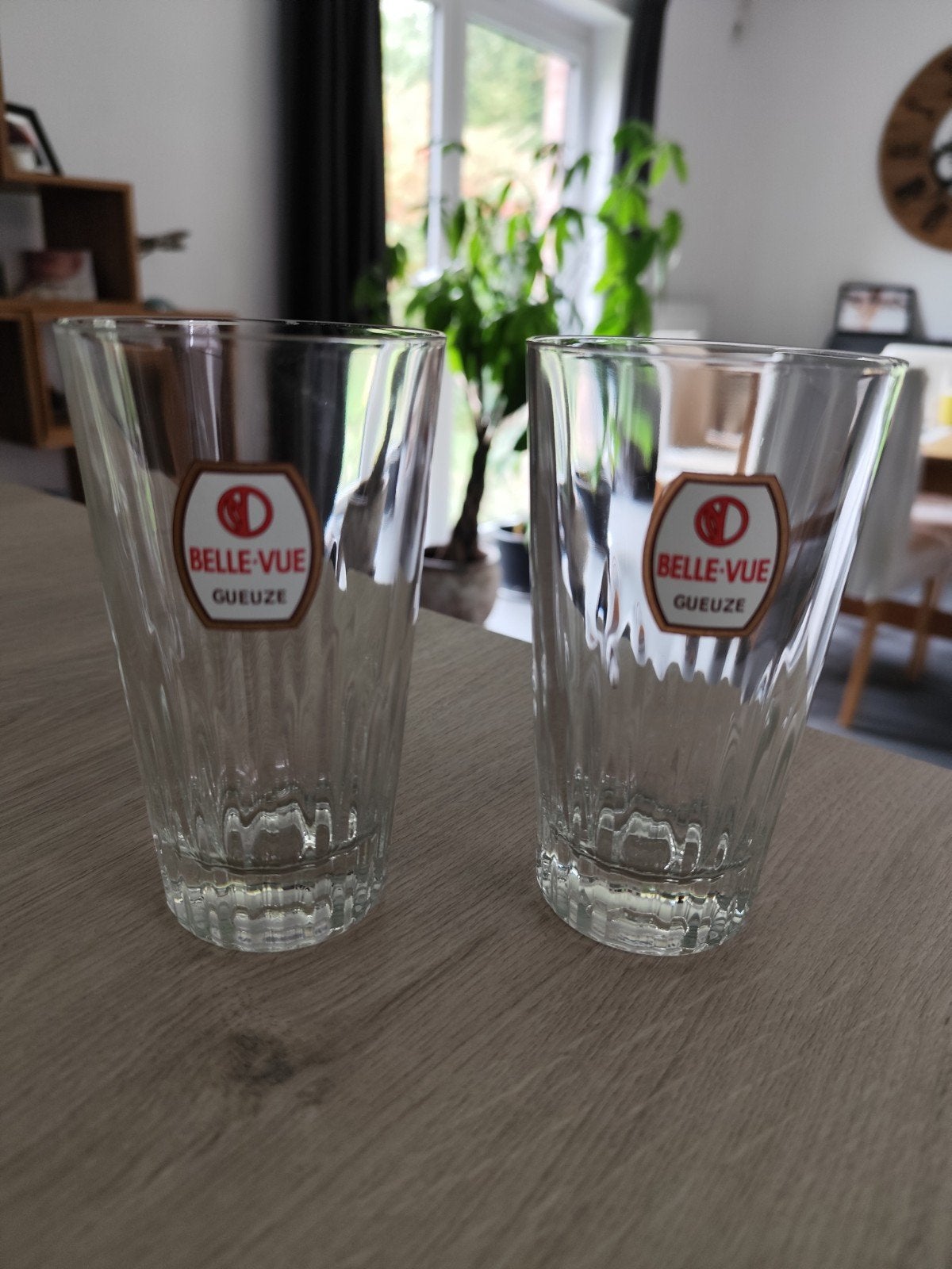 Paire de verres à bière vintage Belle-Vue Gueuze, Enlèvement ou Envoi, Verre, Vintage