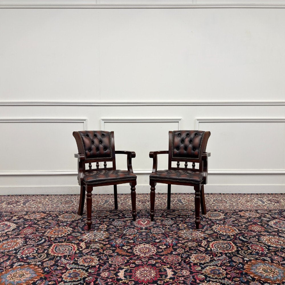 Set Klassiek Engelse Chesterfield Bureaustoel Stoelen, Enlèvement ou Envoi
