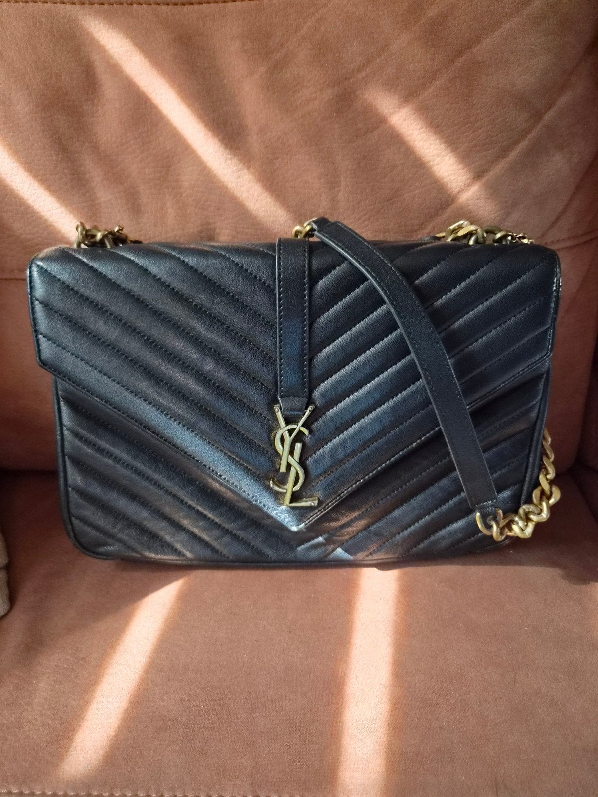 Yves Saint Laurent College Bag Zwart Medium - Top Handle - E, Ophalen, Zwart, Handtas