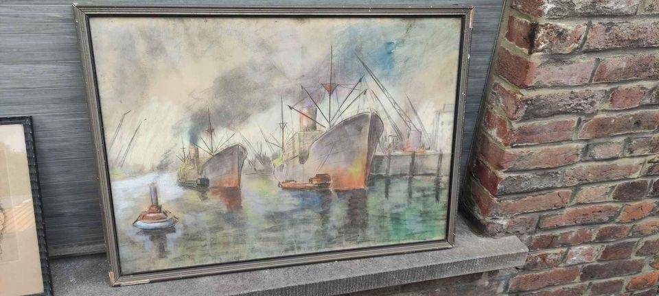 Pastel marine signe, Ophalen of Verzenden, Pastel