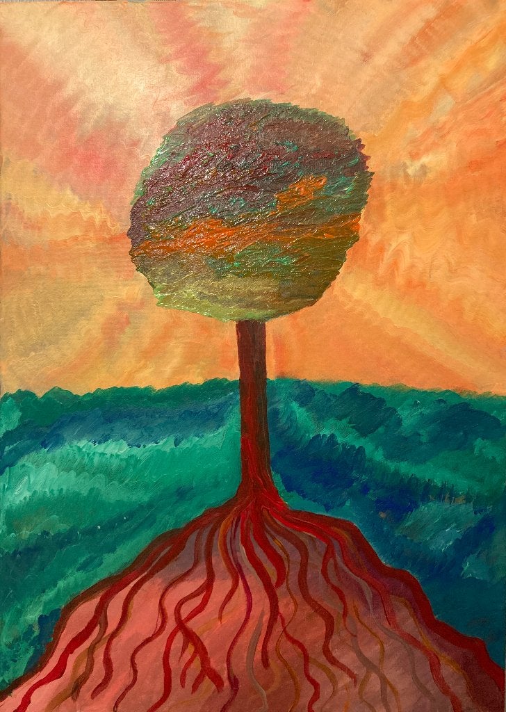 Peinture sur toile arbre cadre tableau schilderij, Antiek en Kunst, Kunst | Schilderijen | Modern, Landschap, Acrylverf, Textiel