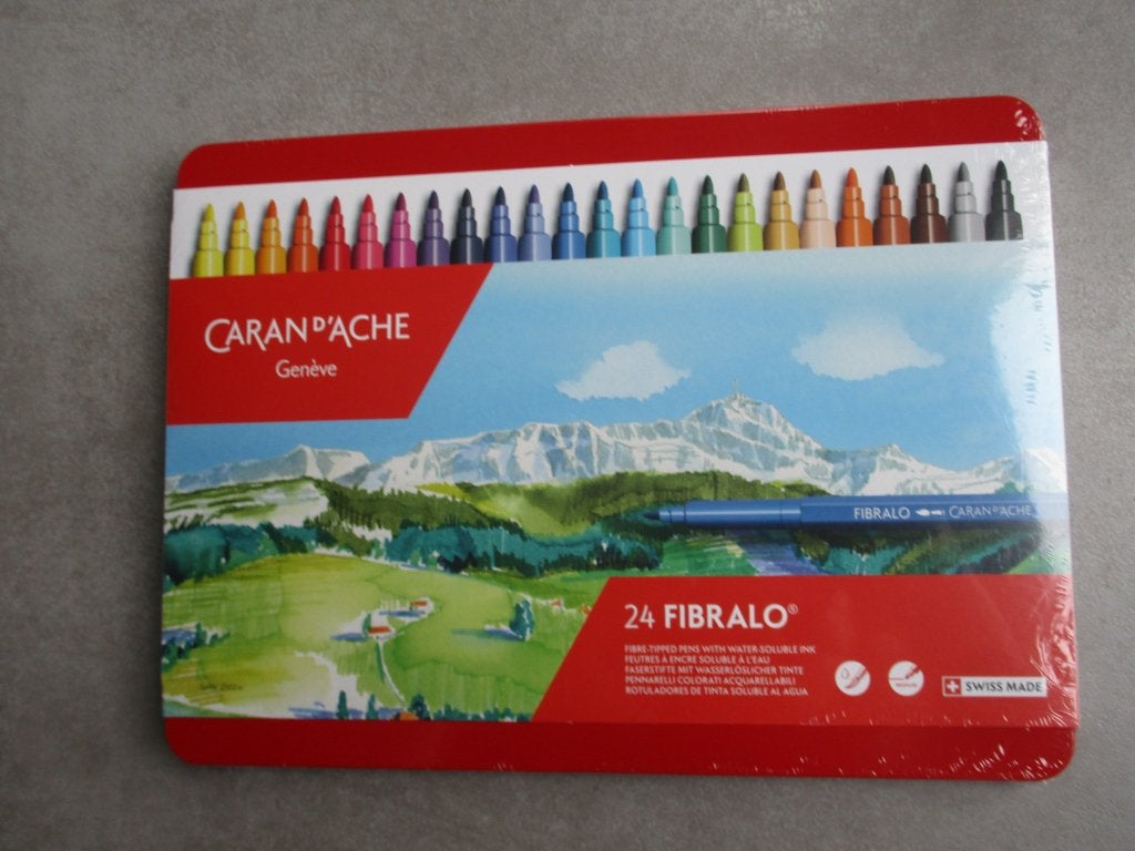Caran d'Ache Fibralo 24viltstiften metalen doos kleurstiften, Ophalen of Verzenden, Nieuw, Potlood of Stift