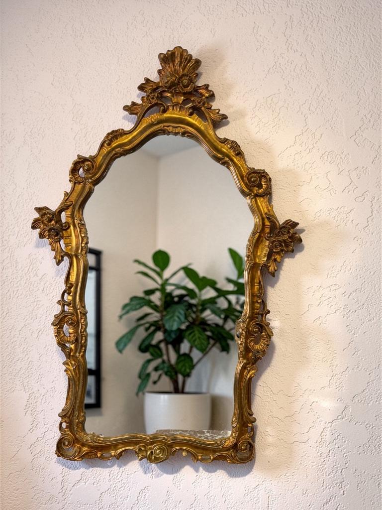 miroir mural baroque doré vintage/miroir mural, Antiquités & Art, Enlèvement