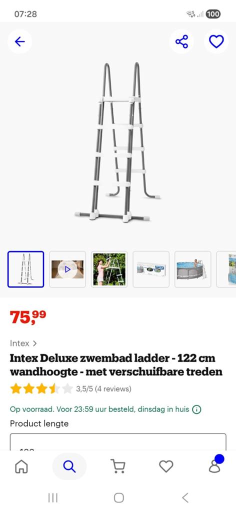Échelle de piscine Intex Deluxe - Hauteur de mur 122 cm - av, Enlèvement, Neuf, Échelle