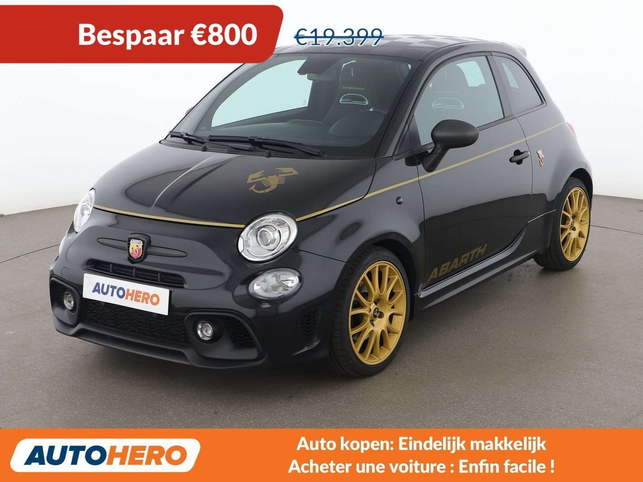 Abarth 595 1.4 Turbo Scorpioneoro, Autos, Achat, https://public.car-pass.be/vhr/ad3ec831-381e-4b62-b501-4f4d64a217e1, Euro 6, Noir