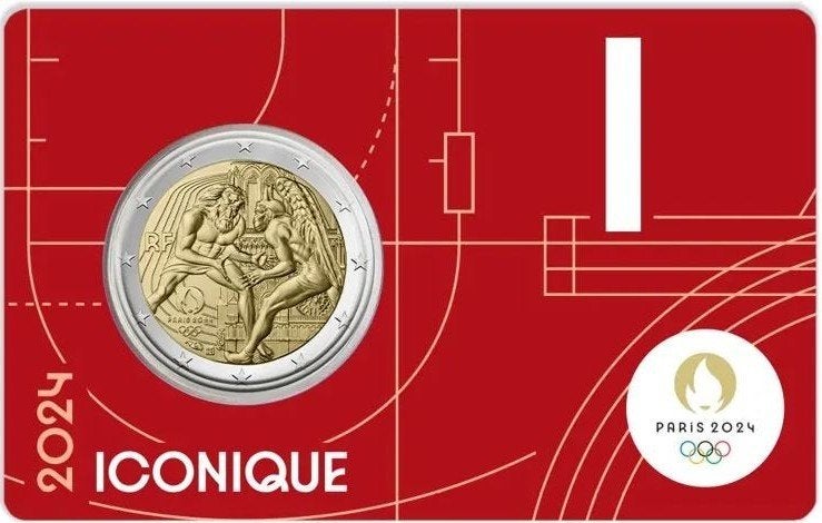coincard 2 euro Frankrijk 2024 Olympische Spelen ROOD, Verzenden, Frankrijk, 2 euro