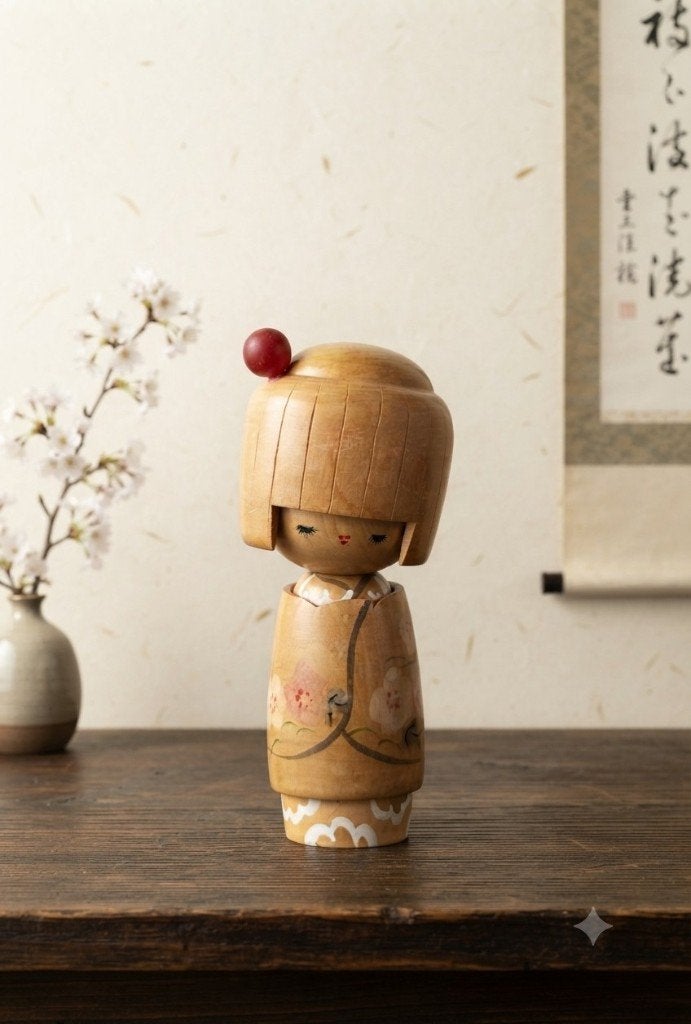 Kokeshi vintage de Miyashita Hajime, Antiquités & Art, Art | Art non-occidental, Japon, Bois, Peint, 15 cm