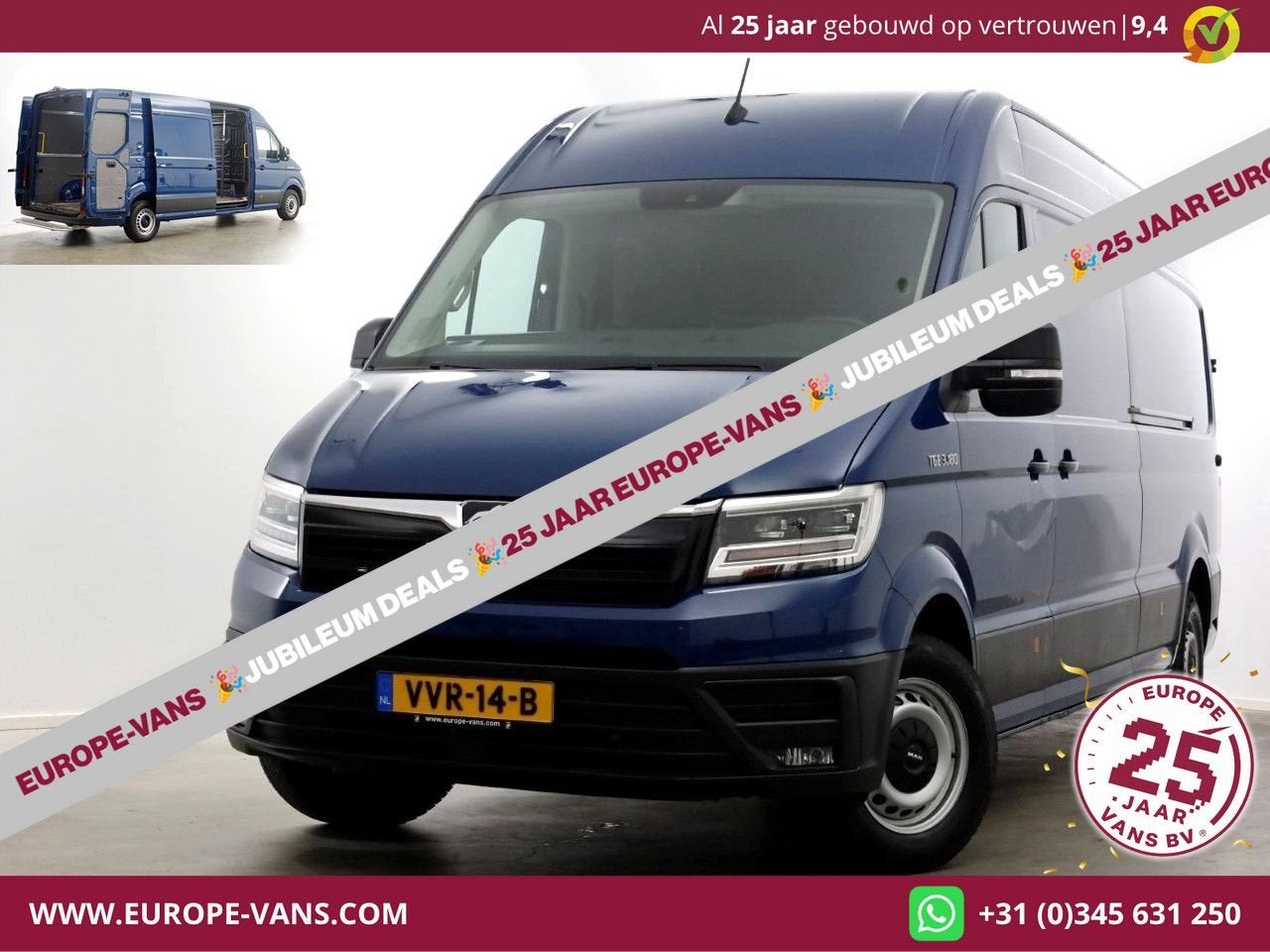 MAN TGE 3.180 2.0 177pk DSG-Automaat L4H3 (L3H2) Maxi LED/Ca, Automaat, Blauw, Bedrijf, Onderhoudsboekje