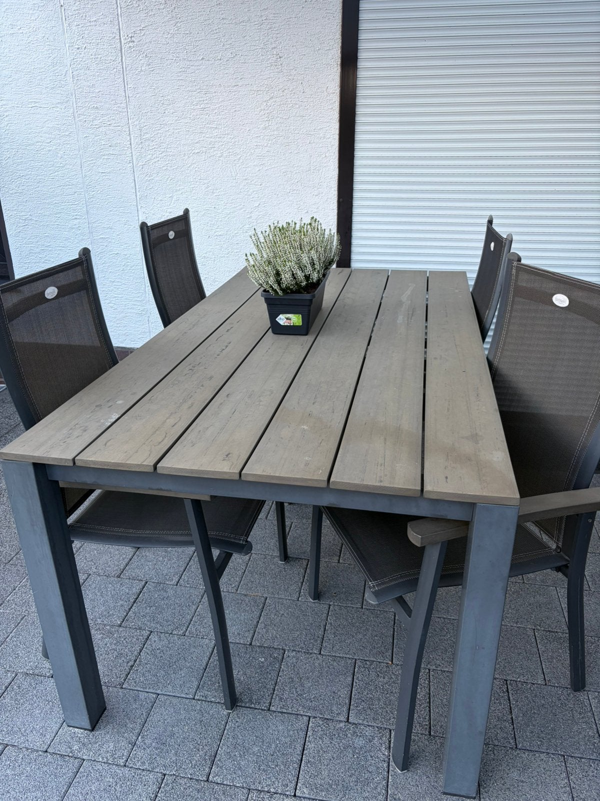 6 stoelen en tuintafel van hartman, Tuin en Terras, Ophalen, Gebruikt, Aluminium