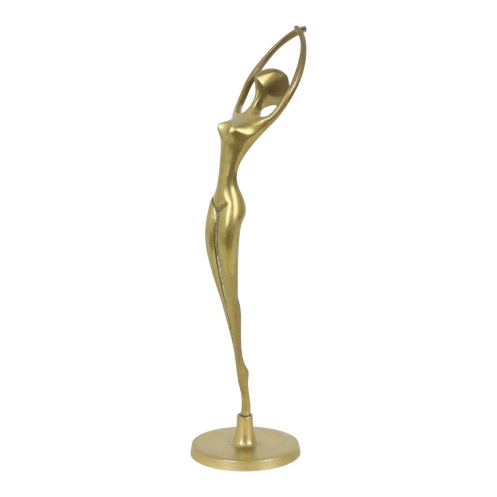 Hollywood Regency Messing Ballerina Beeldje Sculptuur 30cm, Enlèvement ou Envoi, Utilisé, Humain