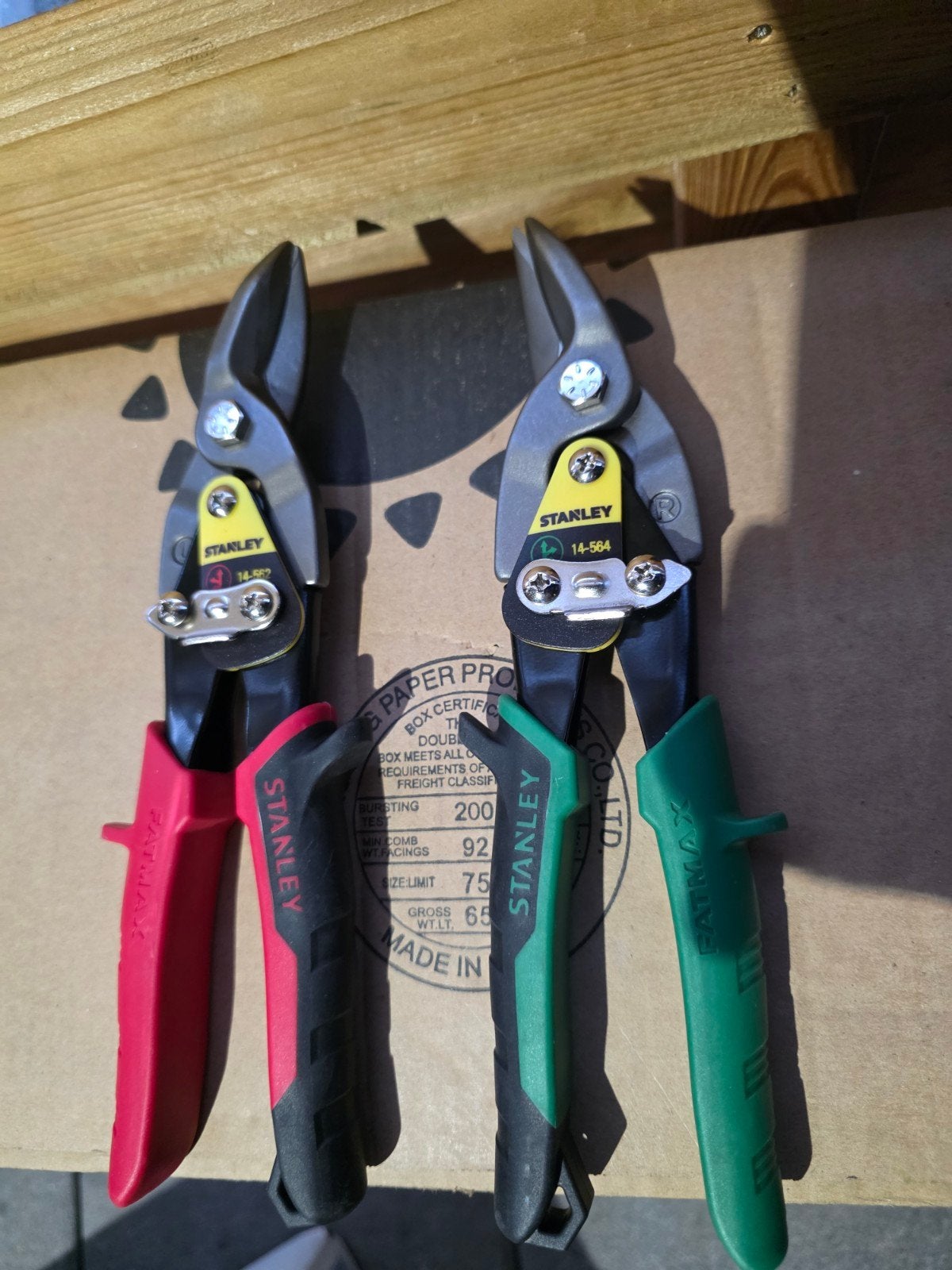 Set van 2 Stanley FatMax blikscharen / plaatscharen, Doe-het-zelf en Bouw, Ophalen of Verzenden, Zo goed als nieuw