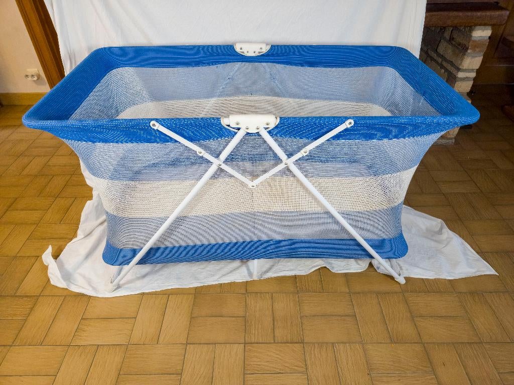 Stevig blauw/wit reisbedje / park (Inklapbaar), Enlèvement, Lit de voyage