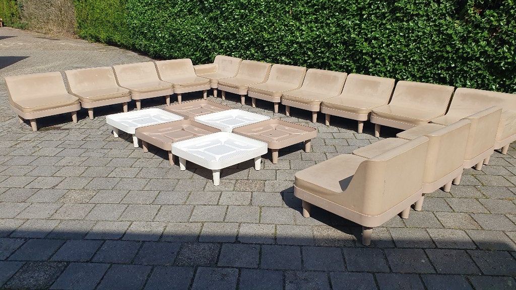 Sixinch Offshore modulaire design lounge set taupe vintage, Ophalen, Gebruikt, Kunststof